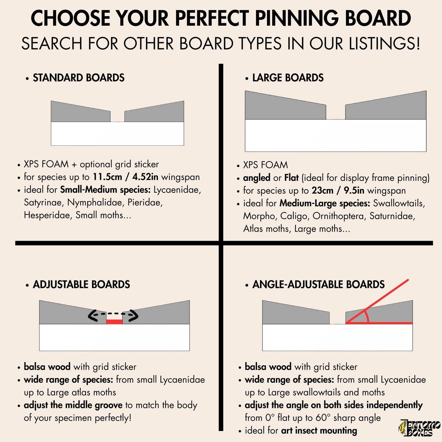 Large Angled Pinning Boards grid sticker Butterflies Moths insect taxidermy entomology (etsy image id: 8008512306)