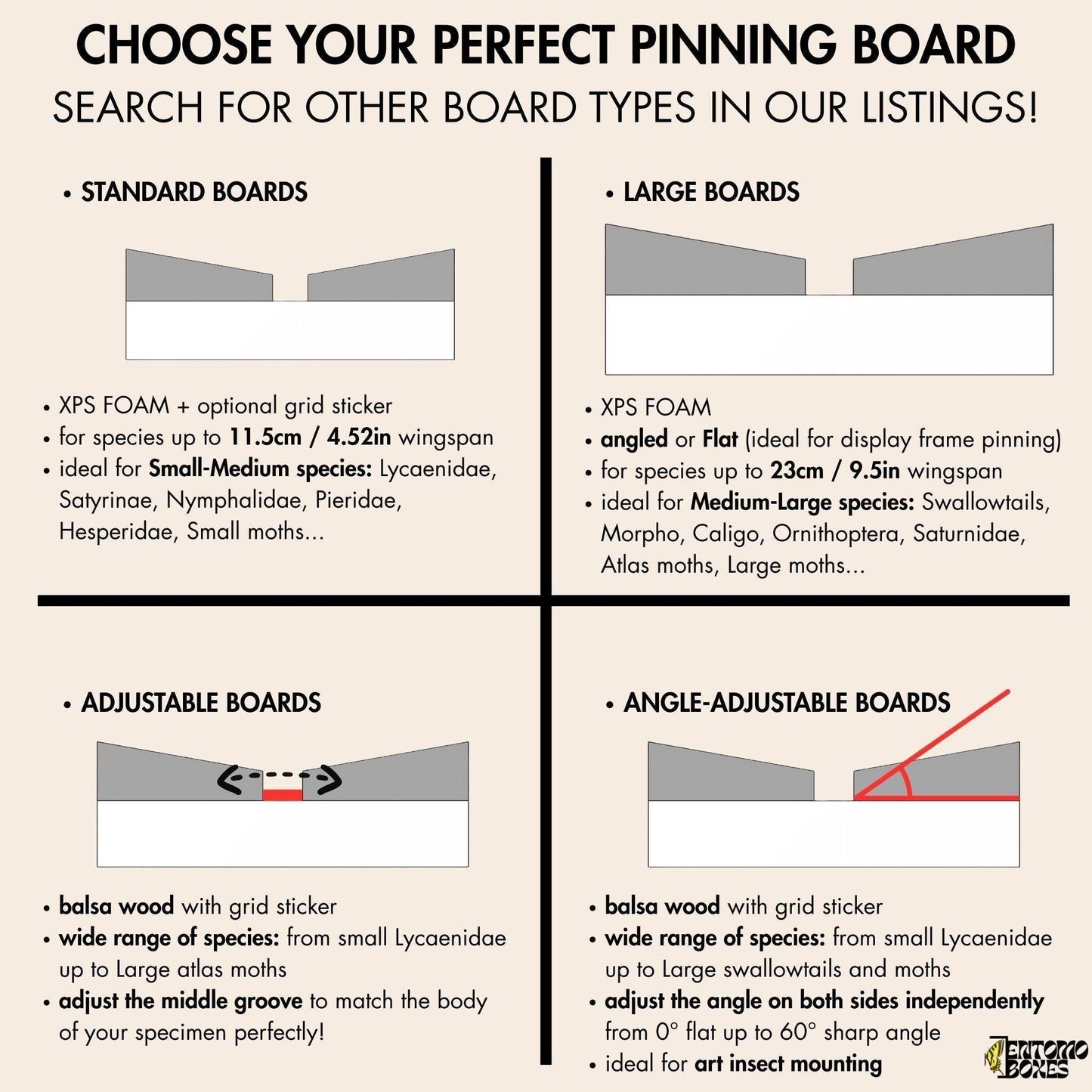 guide on how to choose insect pinning board (etsy image id: 8056430485)